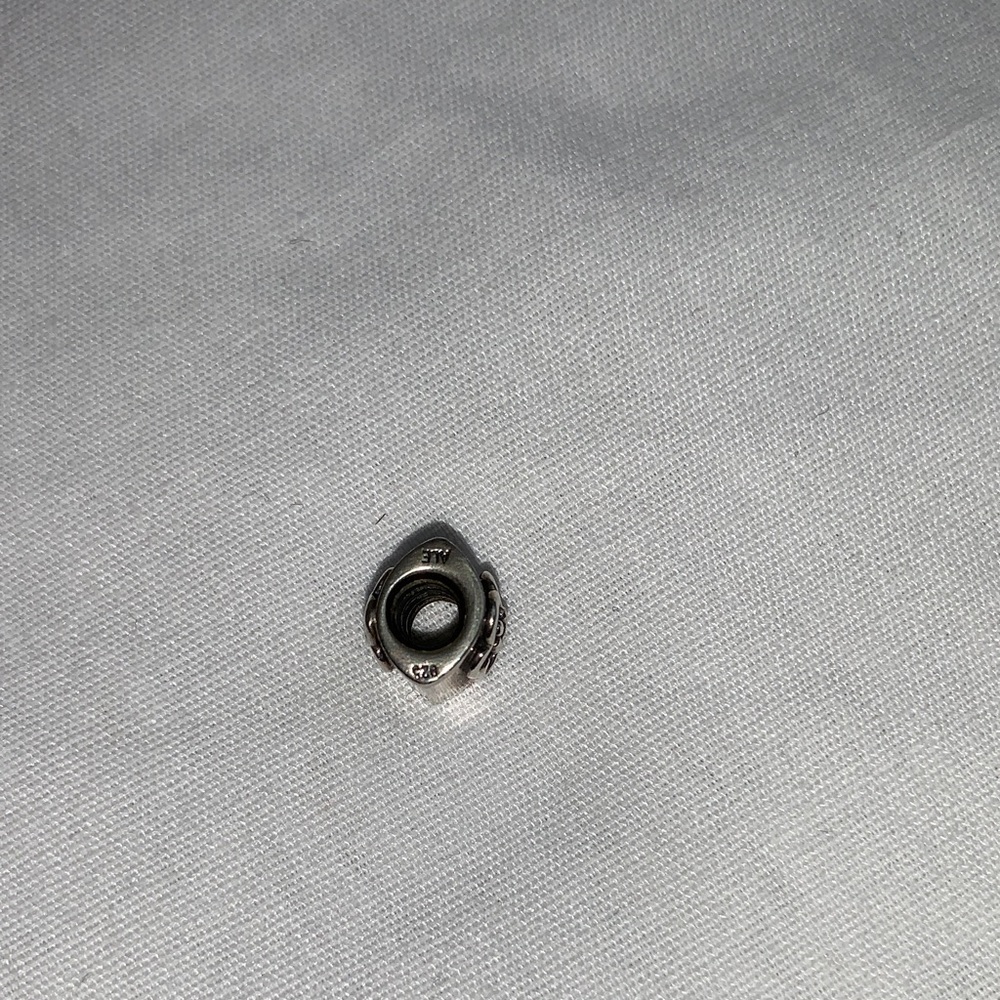 Retired Pandora Silver Flower Bead Charm - Picture 2 of 2